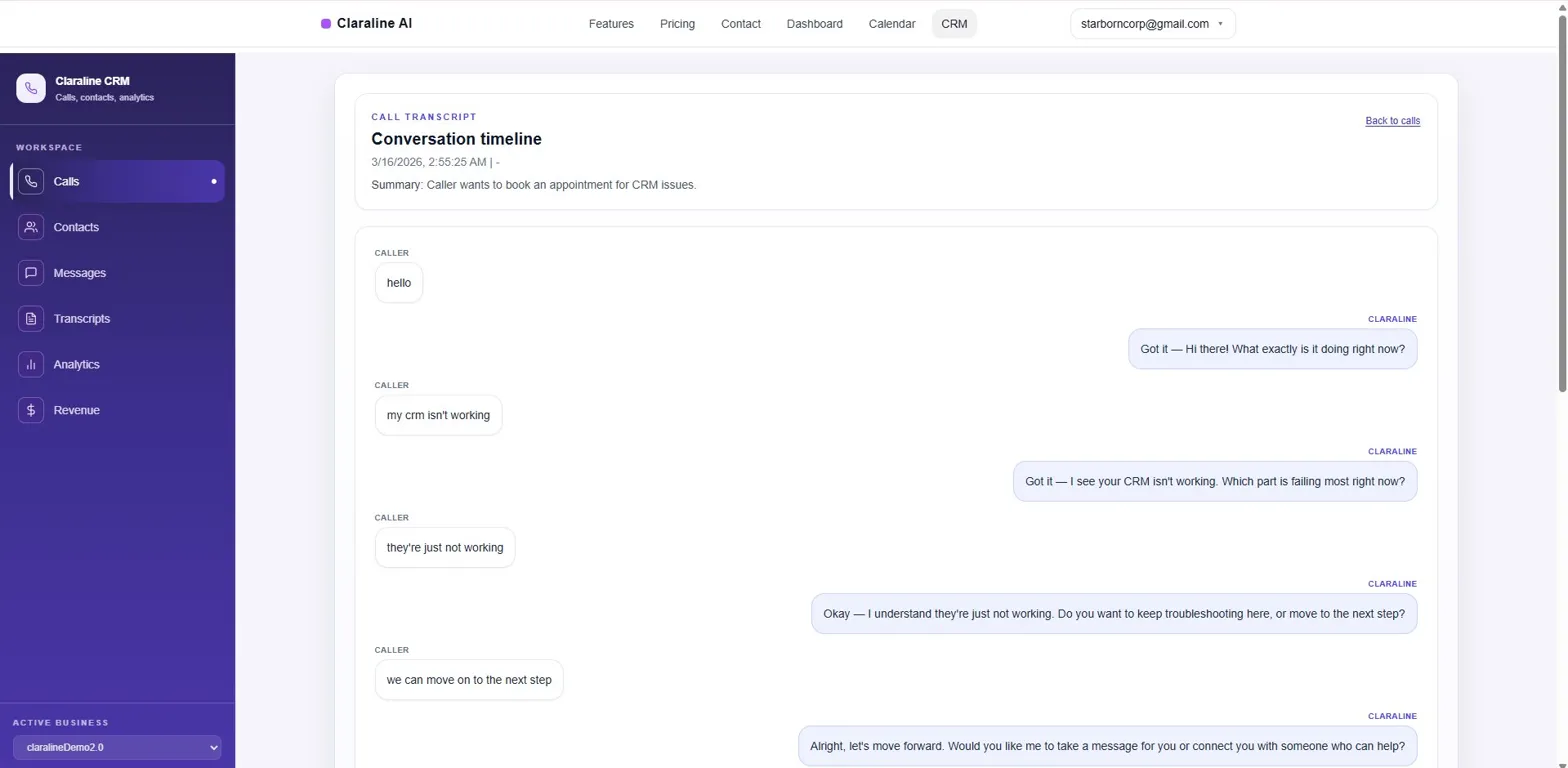 Conversation transcript and AI insights